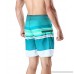 QRANSS Men's Quick Dry Swim Trunks Colorful Stripe Board Shorts Green a B07GDYM1VV